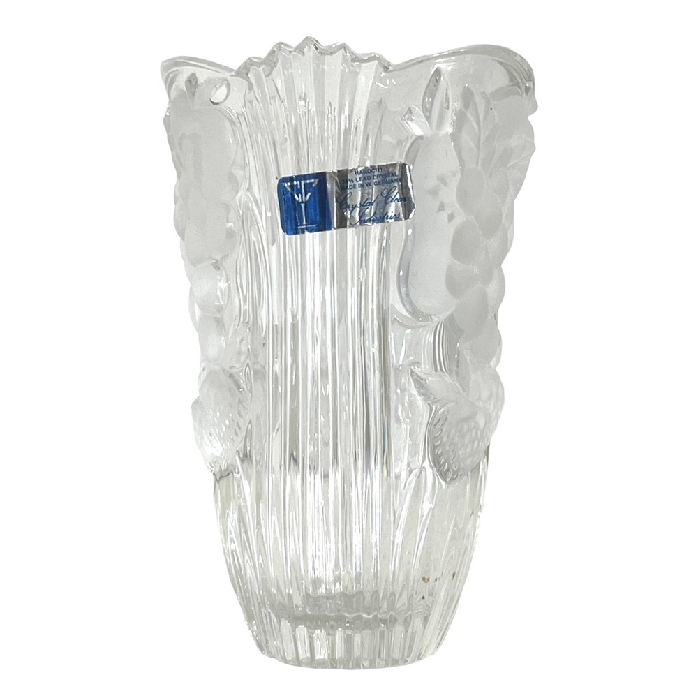 VTG Crystal Clear Industries Crystal Vase 6" Hand Cut in West Germany
